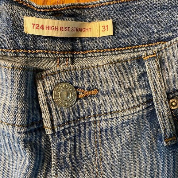 LEVI’S 724 high rise straight striped denim cropped jeans‎ - Picture 5 of 9
